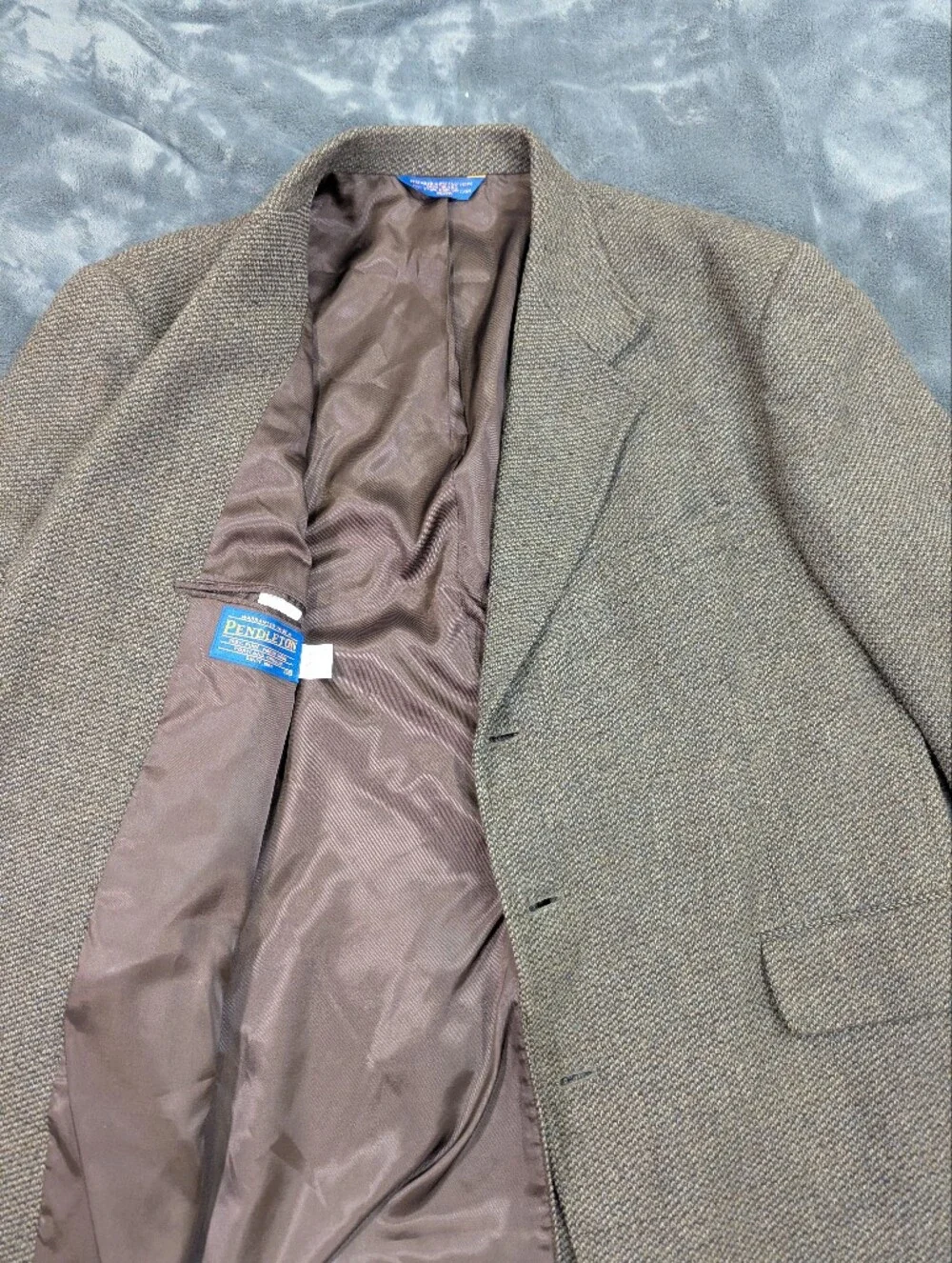 Pendleton Tweed Herringbone Blazer Brown Virgin Wool Sport Coat 3 Button SZ 46
